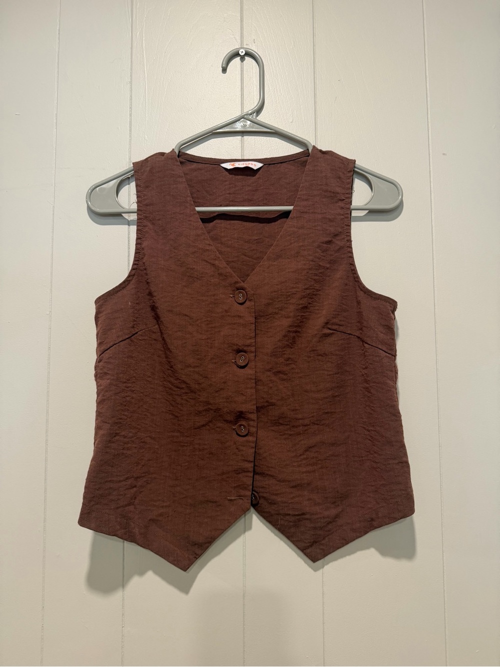 Women's Brown Sleeveless Button Vest